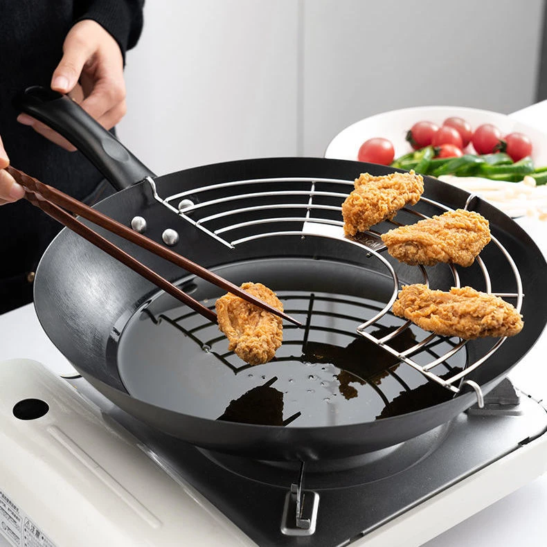 食品级304不锈钢油炸沥油滴油漏油架家用厨房控油半圆锅边架加粗