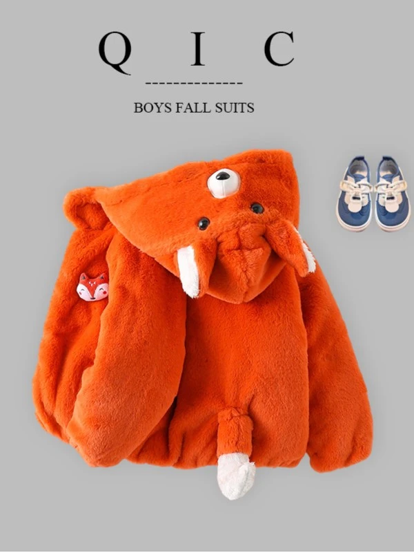 新品儿童连帽毛毛衣加绒外套2023新款加厚过冬连帽毛毛衣加绒外套