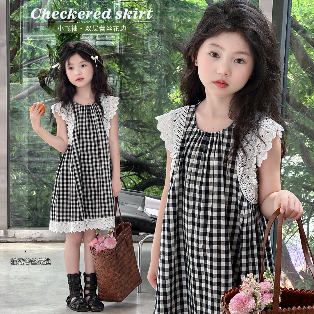 NAIYOUKIDS格鲁吉亚2】女童夏季2024连衣裙森系格子无袖裙子Y5810