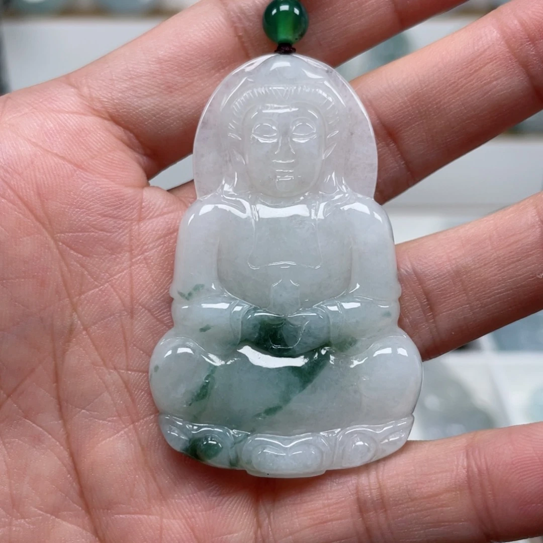 翡翠颈饰未镶嵌天然翡翠观音九十九号