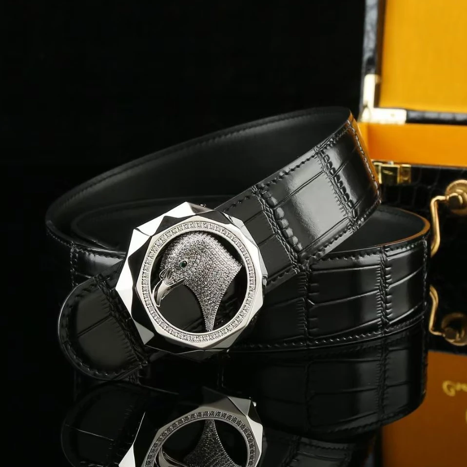 男士头层牛皮腰带年轻人百搭皮带时尚潮流不锈钢板扣真皮裤腰带男