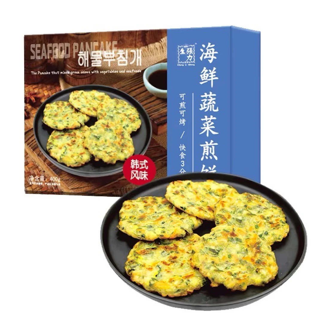 张力生海鲜蔬菜煎饼油炸半成品点心冷冻食品小吃早餐蔬菜饼海鲜饼
