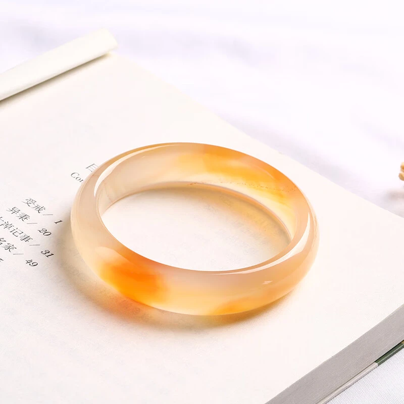 冰种玛瑙俏色玉髓手镯女扁条正镯一件多样性发货玉镯紫色马料