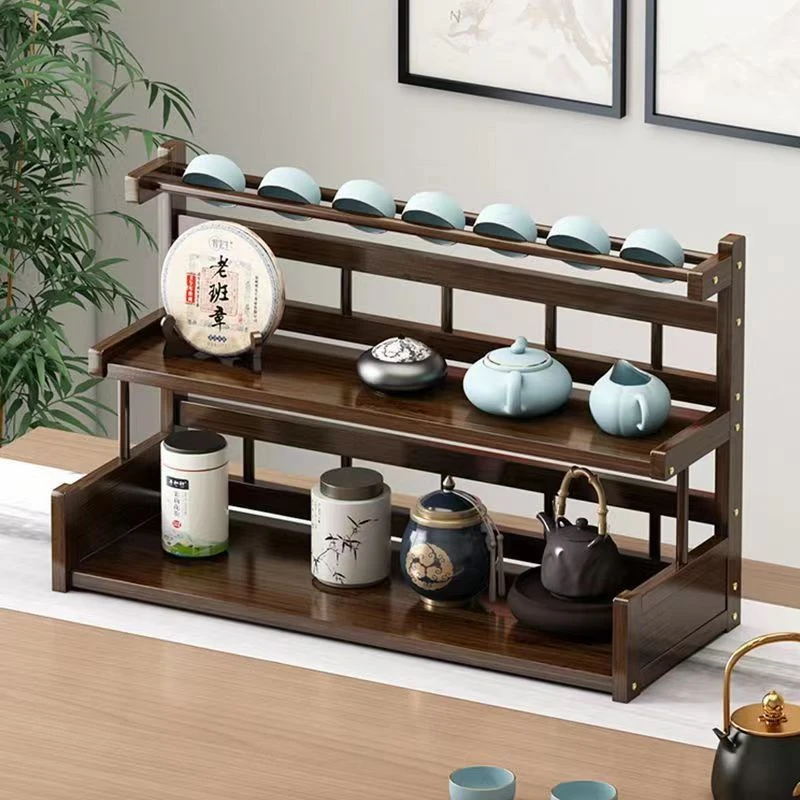 桌面置物架茶杯收纳架博古架小型桌上紫砂壶茶具茶叶摆放展示架子