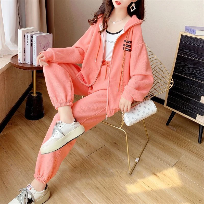 春季宽松连帽套装女学生韩版洋气显瘦网红休闲减龄运动时尚两件套
