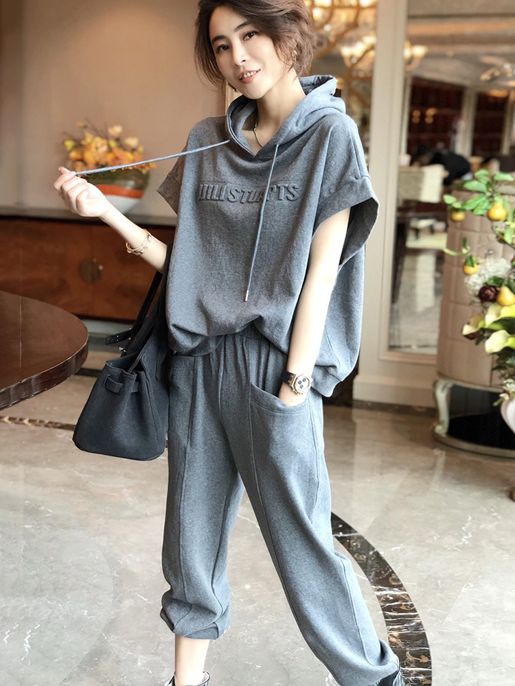 加大女装套装夏季洋气显瘦宽松韩版休闲减龄个性时尚欧若风两件套