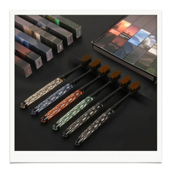 【礼盒6支装】细丝软毛牙刷彩晶手柄情侣牙刷