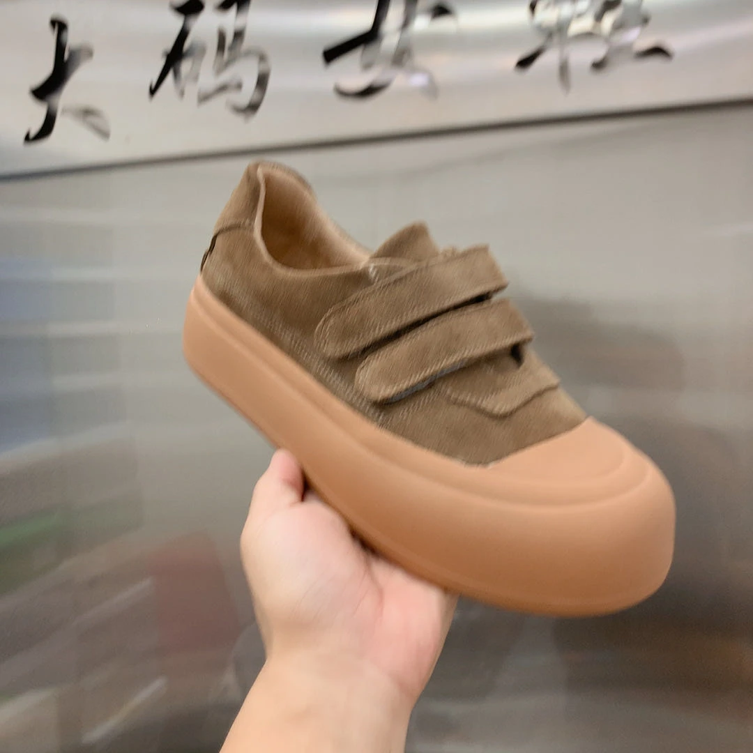 大码女鞋40-43码6288-1欧美风复古时尚圆头魔术贴百搭厚底休闲鞋