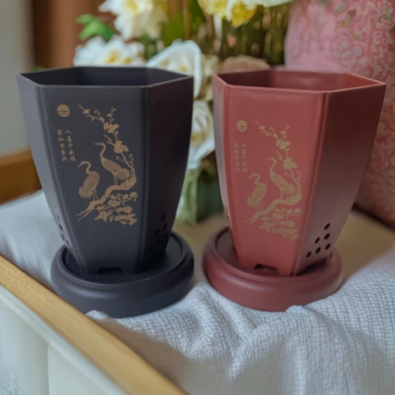 花盆处理清仓专用君子兰绿植花卉六角加厚透气塑料现货专用盆