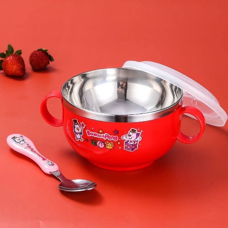 儿童餐具不锈钢碗勺防摔碗宝宝吃饭碗勺子婴儿碗辅食碗幼儿园餐具