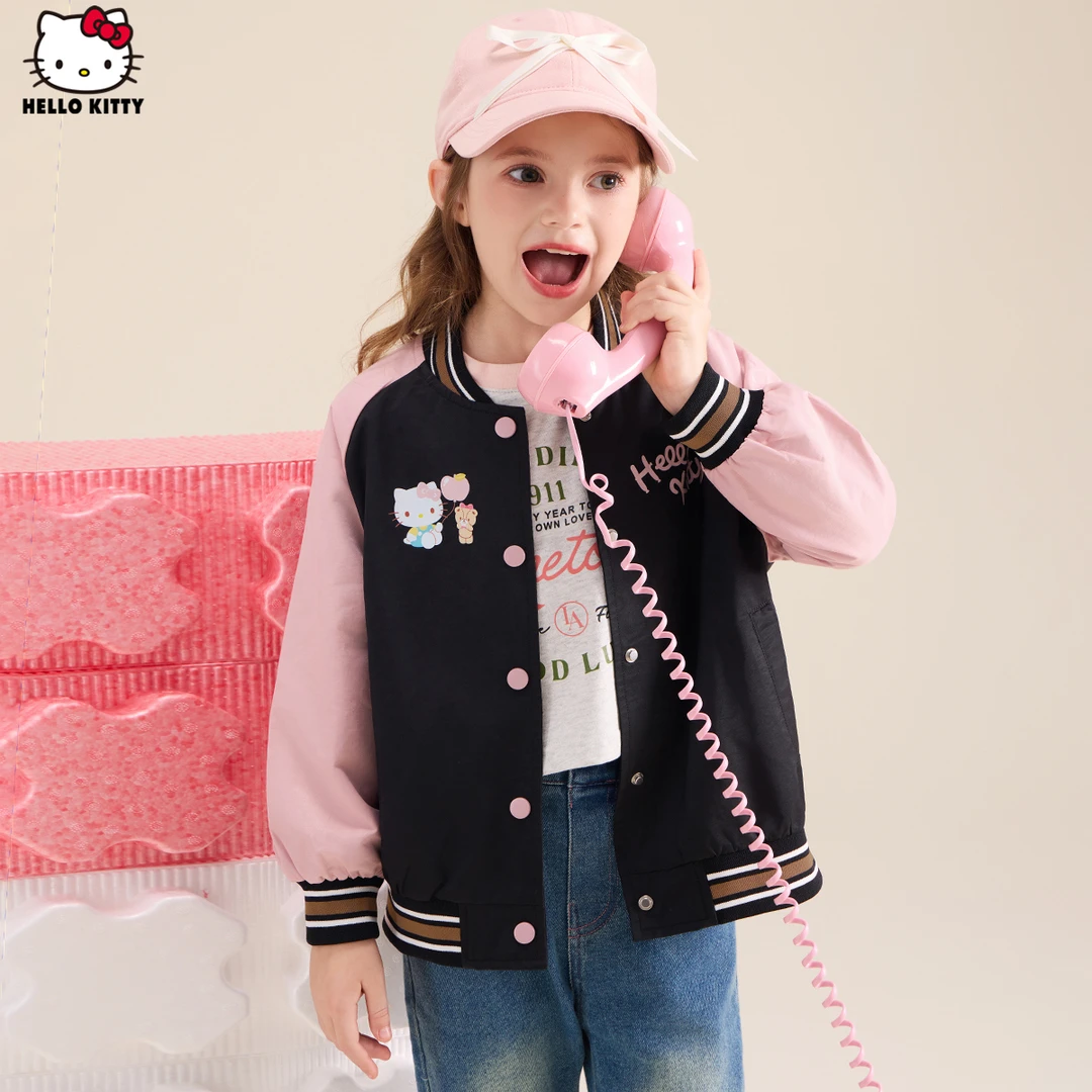 女童秋季棒球服外套2025新款凯蒂猫卡通运动休闲夹克小女孩子外衣