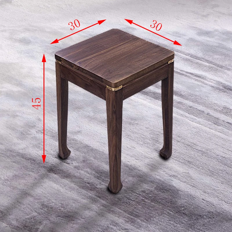 新中式黑胡桃色餐凳子实木家用方凳高脚铜加厚结实成人板凳木凳子