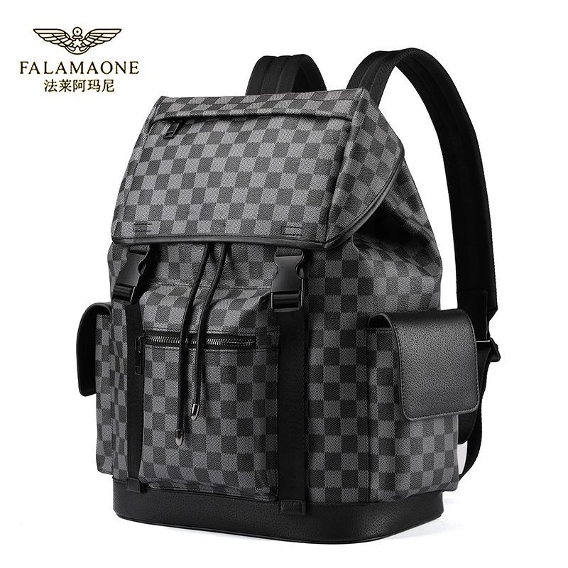 法莱阿玛尼真皮双肩包男背包2025新款街头欧美时尚潮流旅行电脑包