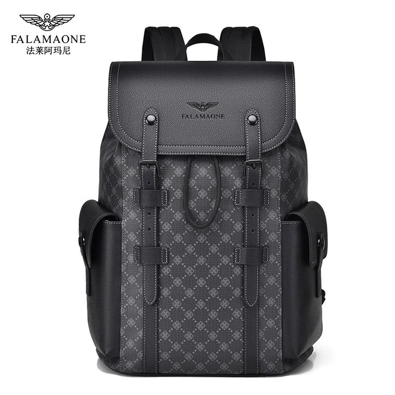 法莱阿玛尼【专柜正品】双肩背包休闲男时尚商务大容量多功能电脑包