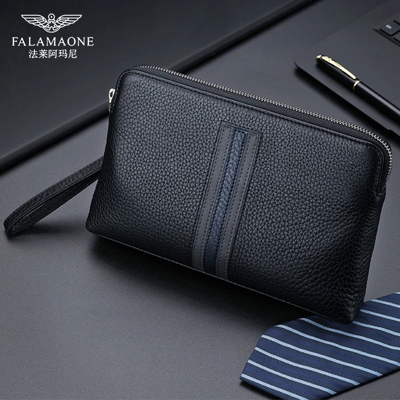 法莱阿玛尼男包真皮质感手拿包软皮手抓包休闲夹包大容量信封钱包