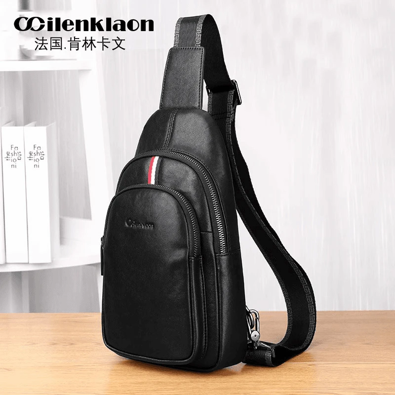 CoilenKlaon专柜男胸包时尚真皮斜跨单肩包潮流多功能户外胸前包