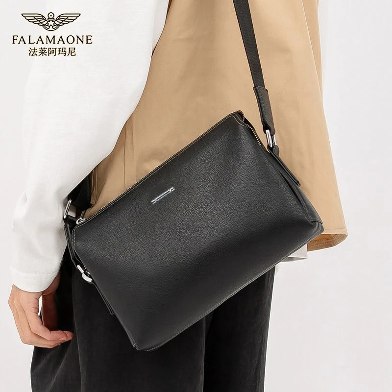 法莱阿玛尼男士包包真皮单肩包休闲牛皮包时尚小背包百搭大容量潮