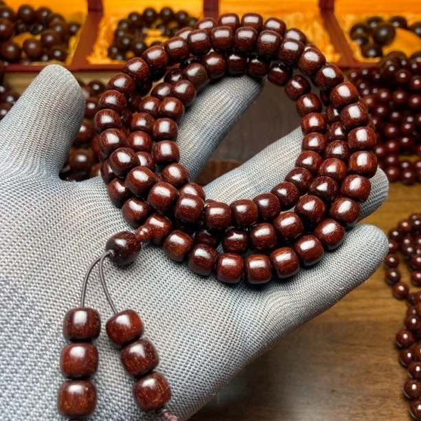 印尼金星紫檀1.0老邢108颗老料泥料爆满真金星男女款