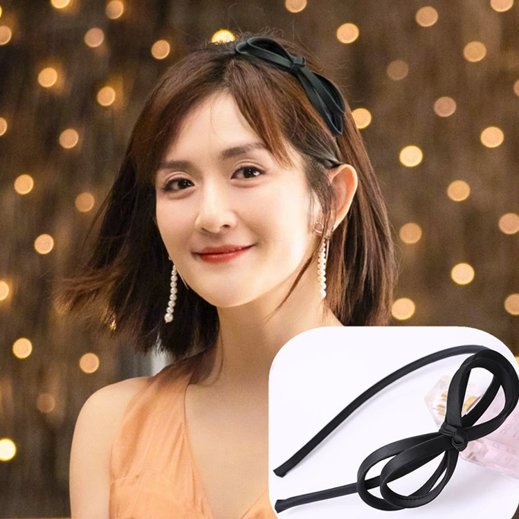 黑色蝴蝶结细发卡发箍女网红2024年新款高档减龄压发头箍短发头饰