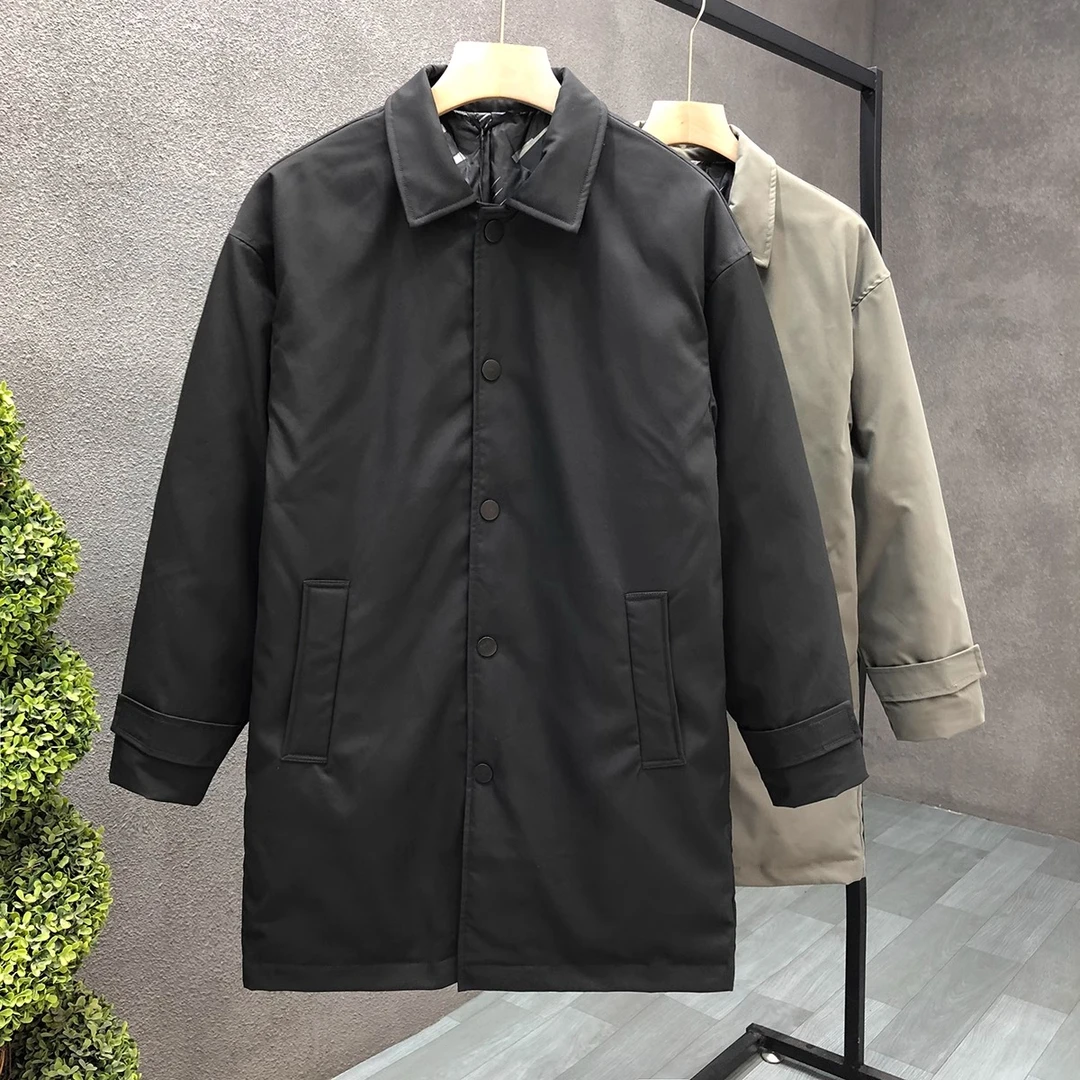 简约帅气中长款羽绒服男士潮牌时尚保暖风衣外套2023冬季新款上衣