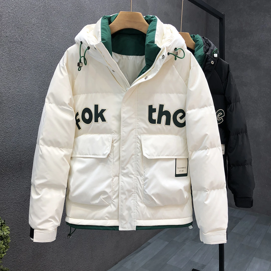 高端帅气连帽羽绒服男潮牌青年冬天外套2023冬季新款男士保暖上衣