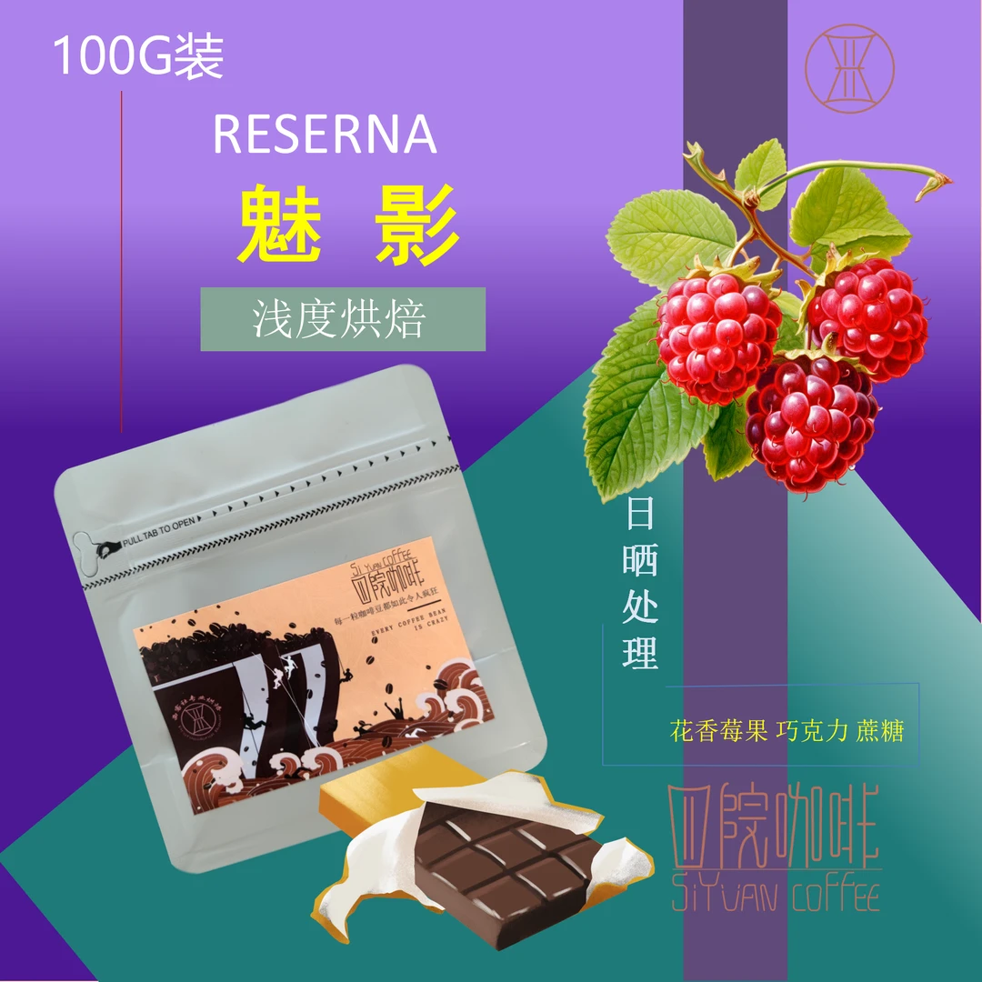 魅影 瑰夏 哥斯达黎加 日晒 浅度 咖啡豆 100g