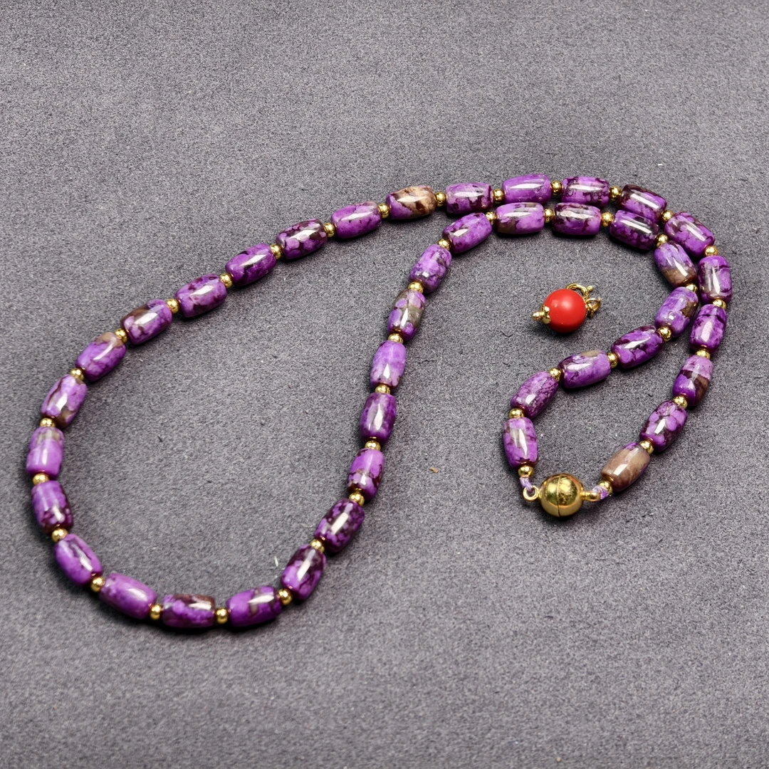 SJL紫桶珠项链24-190