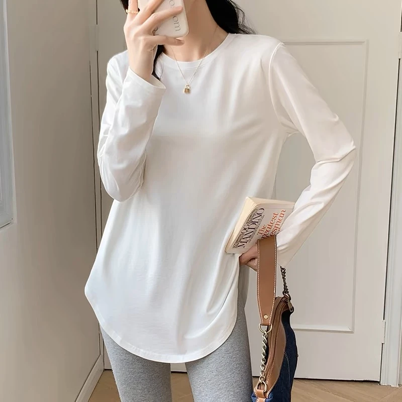 (现货清仓） 纯棉/加厚可选 中长款T恤上衣宽松打底 T6688