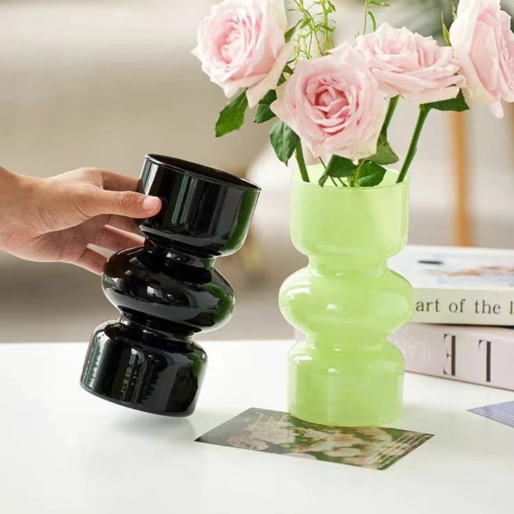 奶油风芬顿中古花瓶高级感玻璃花瓶轻奢高颜值插花装饰简约高通透