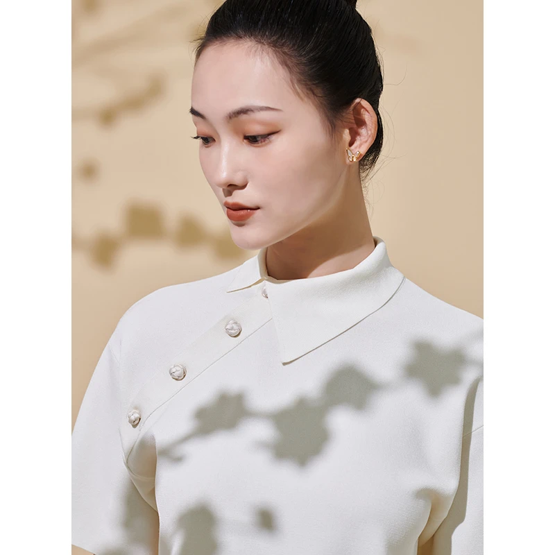 【MIAO】两三衣中式斜门襟手工盘扣短袖针织衫国风JXR23-T5-2-1