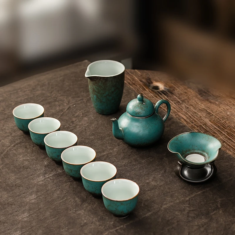 高端全套中式功夫茶具套装陶瓷茶杯办公会客泡茶壶一整套简约家用