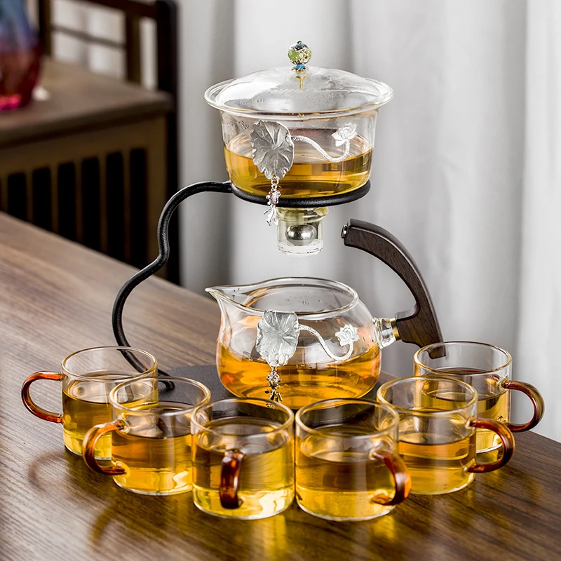 高端懒人磁吸自动泡茶器出水茶具套装玻璃功夫茶壶喝茶杯家用全套
