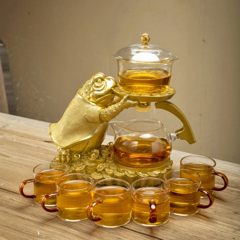 家用高端全自动懒人磁吸玻璃茶具套装高档简约透明创意防烫泡茶壶