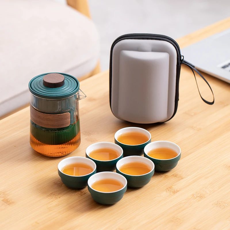 旅行茶具套装高端全套户外旅游便携茶壶简约陶瓷功夫旅行套装茶具