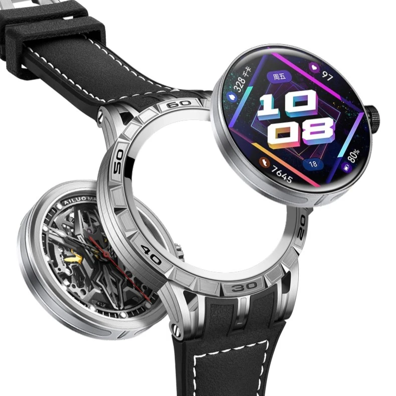 【品牌自营】艾诺搭载智能机芯和机械机芯一表双芯多功能手表6613