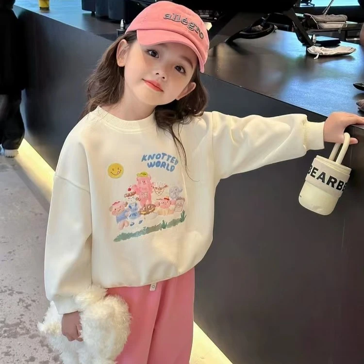 【宝藏衣橱上新】 儿童时尚韩版长袖卫衣女童洋气火龙果色卫衣上装