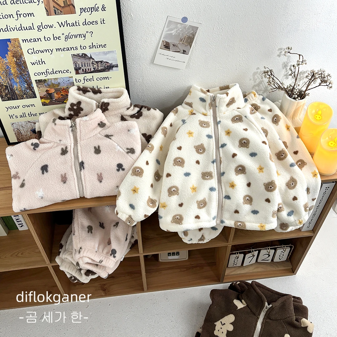 专一【宝藏衣橱上新】冬季儿童超萌卡通摇粒绒外穿套装中小童外套