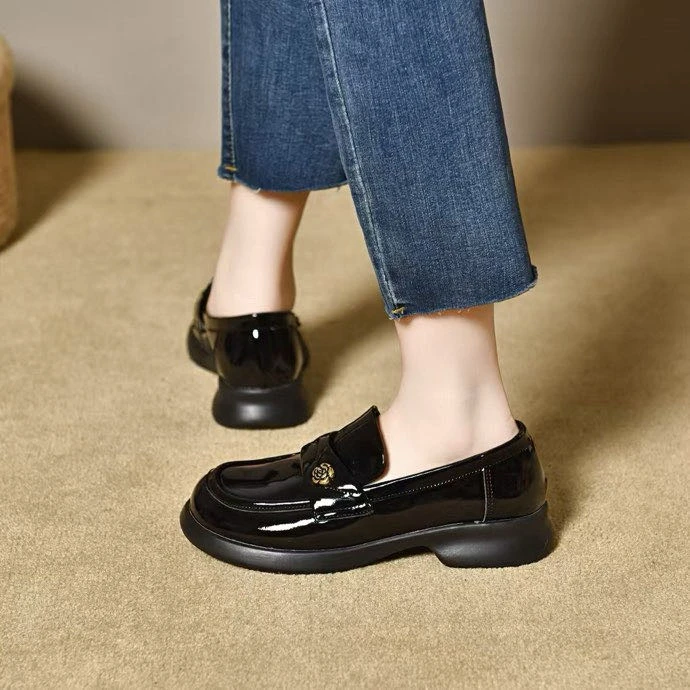 2025年春季新款圆头乐福鞋低跟深口软底豆豆鞋时尚百搭四季休闲鞋