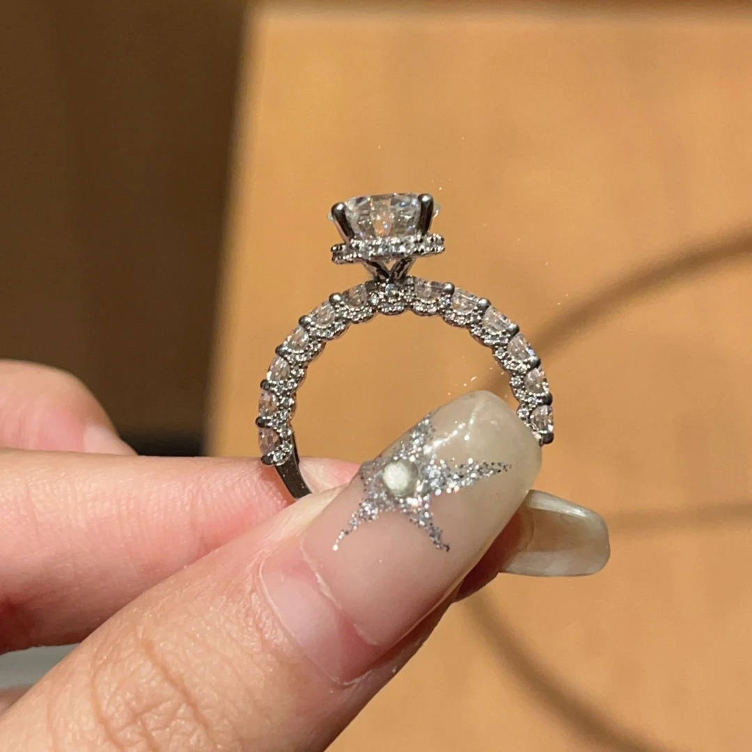 925银莫桑石戒指 【月光奏鸣曲】经典时尚莫桑钻镶嵌求婚订婚婚戒