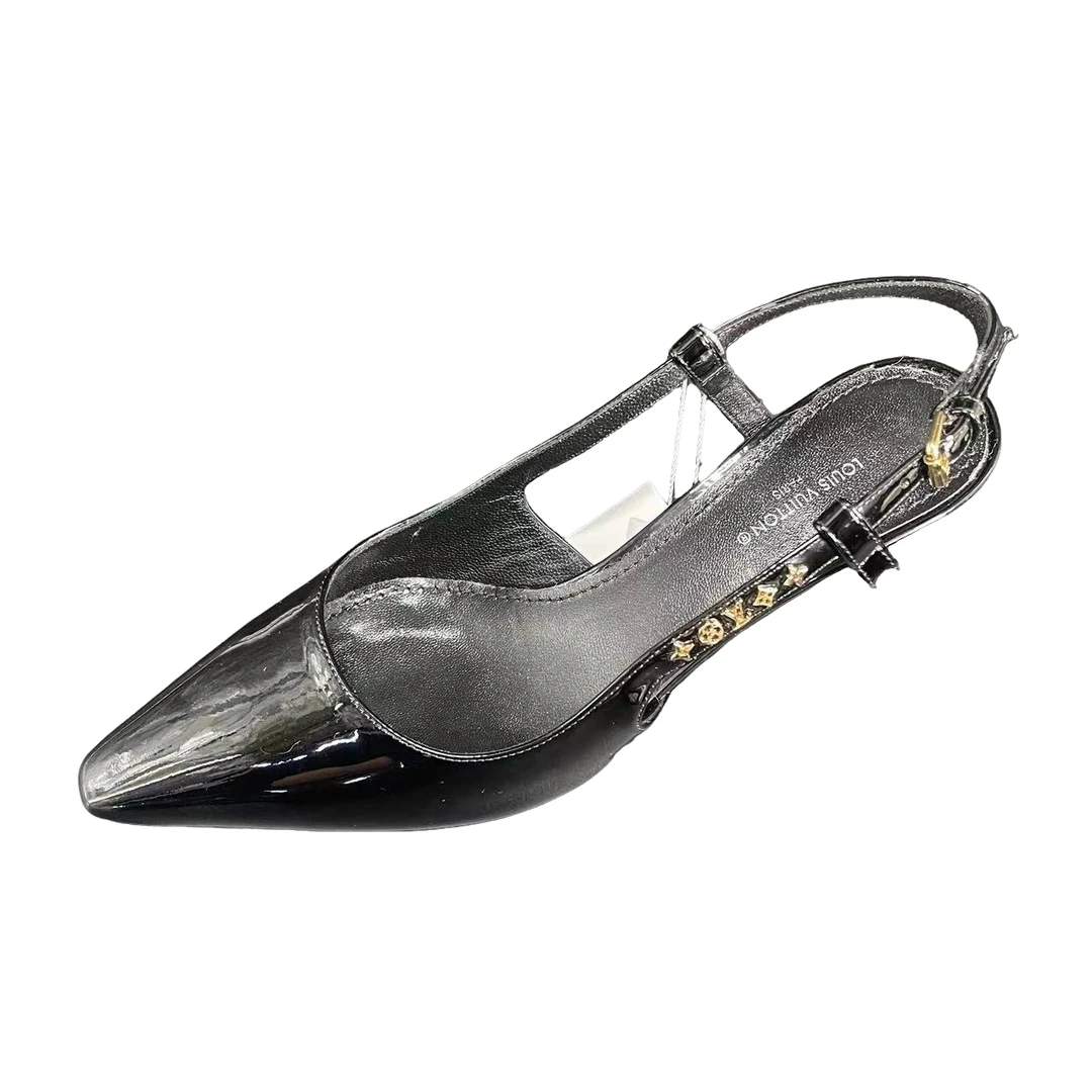 99新 LouisVuitton/路易威登 女士黑色夏季时尚百搭尖头高跟鞋