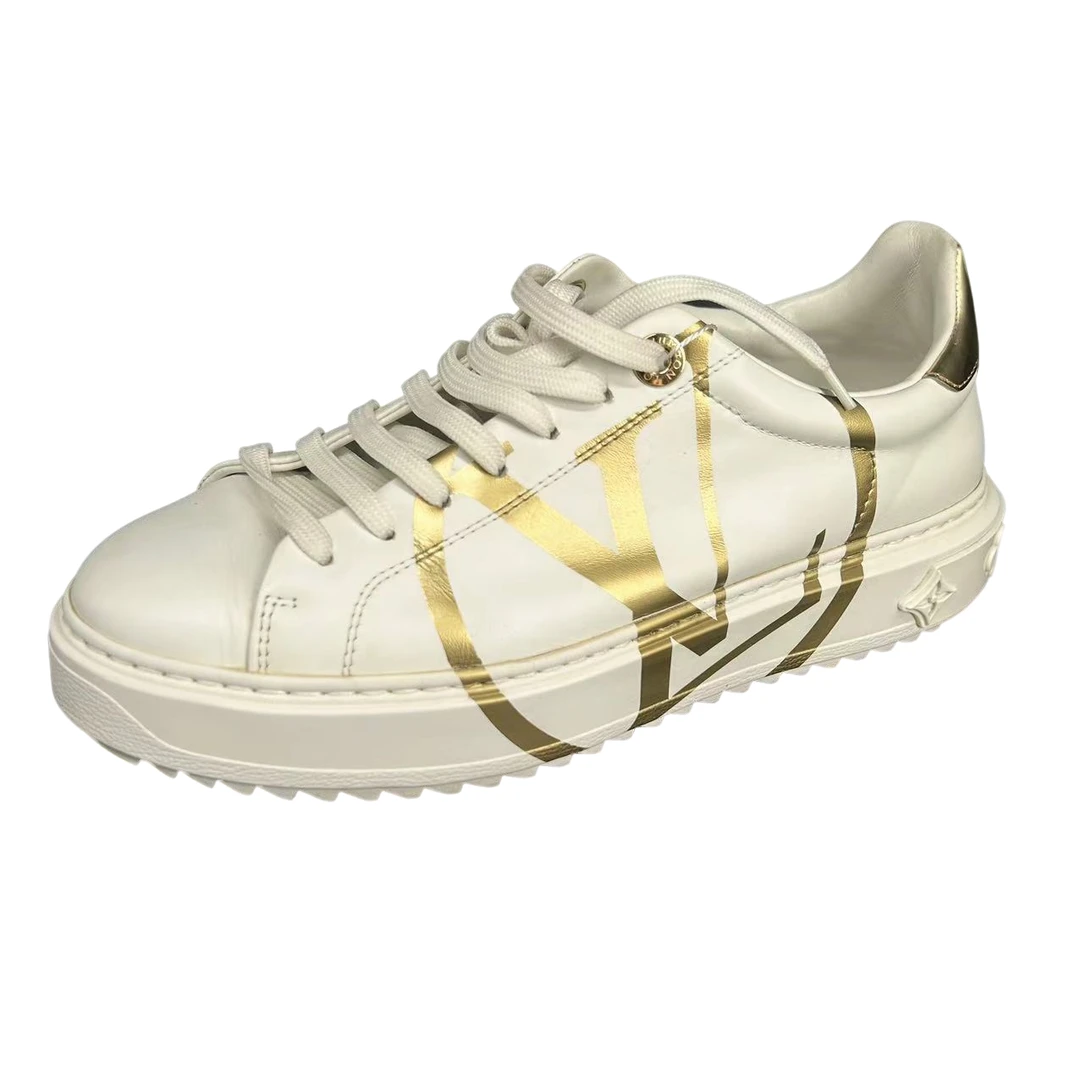99新 LouisVuitton/路易威登 38码/白金色LV印花松糕鞋  wsp067