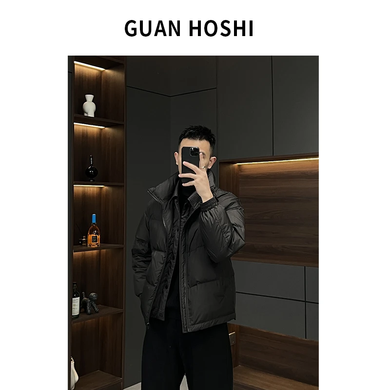 【HY穿搭】冬季厚款假两件白鸭绒羽绒服宽松廓形立领外套8835