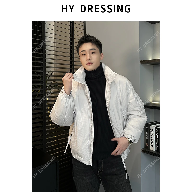 【HY穿搭】冬季厚款白鸭绒羽绒服男盐缩工艺休闲廓形保暖外套