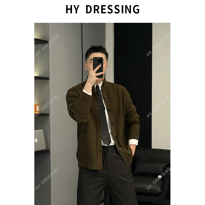 2024早秋休闲针织开衫夹克男纯色简约韩版时尚潮流时尚外套男