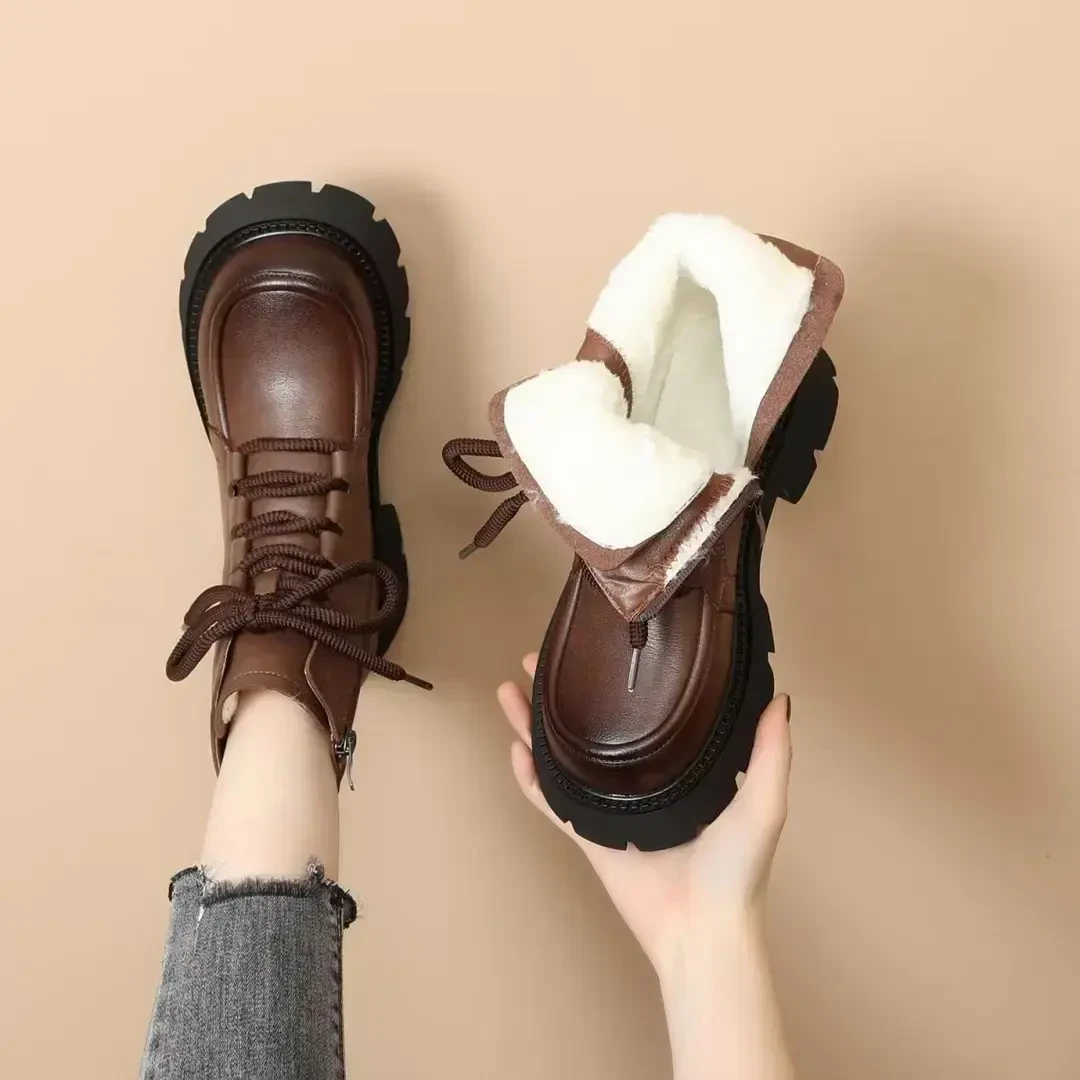 （断码特价）加绒5厘米厚底马丁靴9858