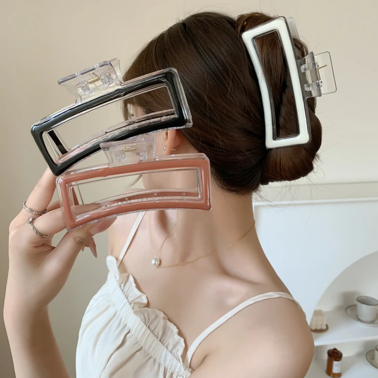 发夹女后脑勺盘发头饰高级感透明鲨鱼夹夏季简约百搭大号抓夹发卡