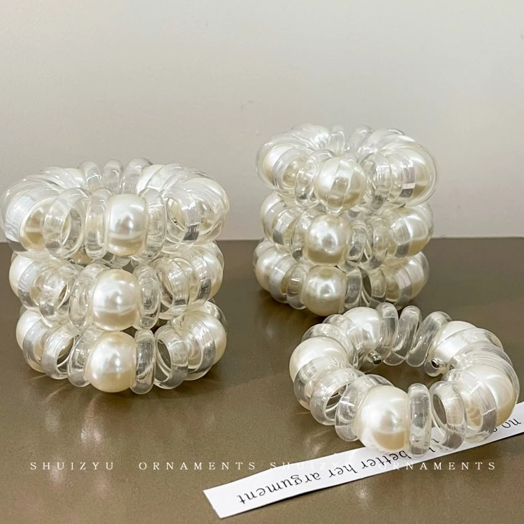 仿珍珠电话线发圈女新款发绳高级感头绳扎头发皮筋简约百搭头饰
