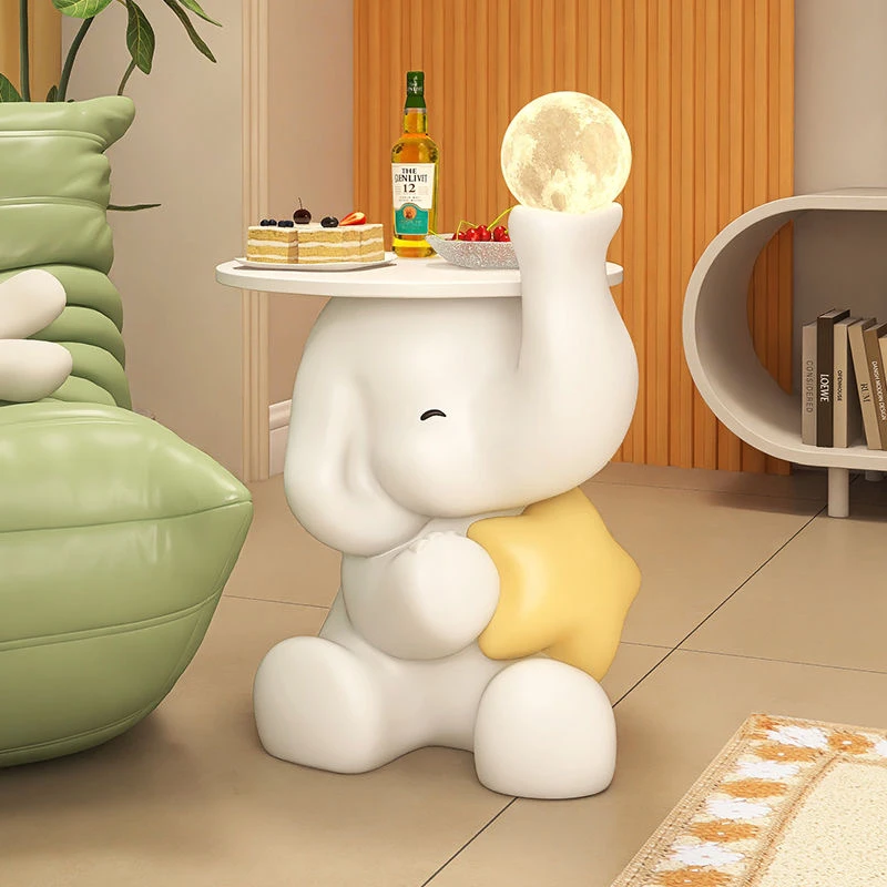 奶油风卡通儿童床头柜现代简约可爱卧室小型收纳落地灯一体置物架