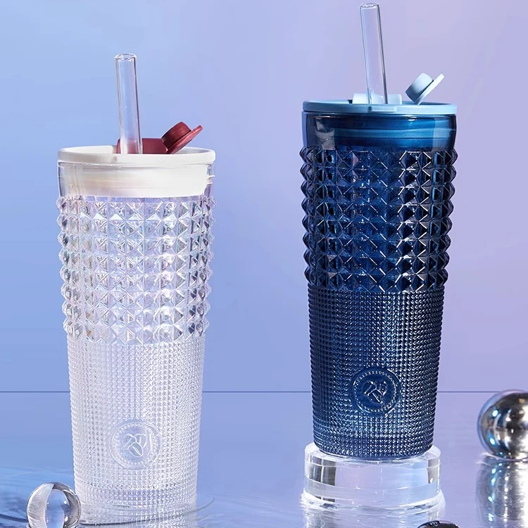 【COSTA】钻钻杯600ml精致高颜值家用办公品质玻璃吸管杯便携