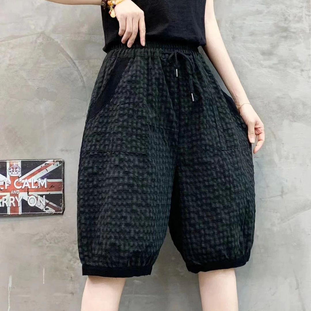 2024夏季新款棉麻休闲宽松时尚减龄松紧腰百搭休闲短裤